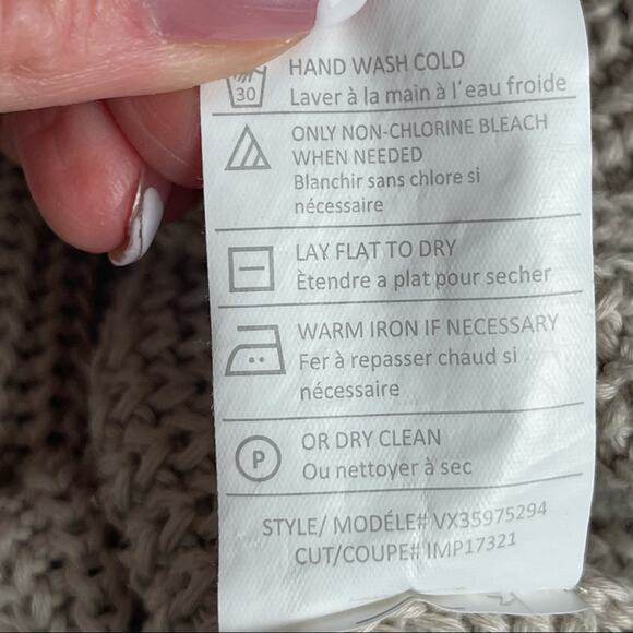 Vince Ribbed Knit Directional V-neck 100% Cotton Pullover Sweater Neutral XS - Picture 8 of 8